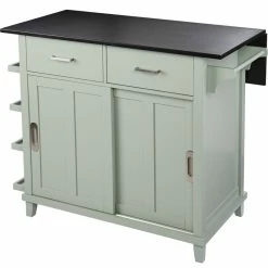 Budget 🔥 SEI Furniture Ollerton Kitchen Island - Mint Green 🔥