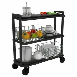 Outlet π₯ Atlantic Inc Atlantic Narrow Large Metal And Wire Cart System 3-Tier In Black β