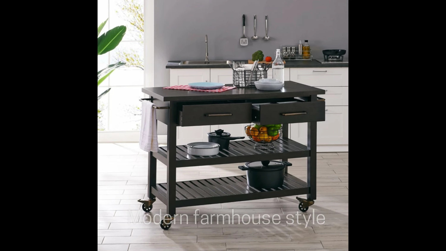 Discount βοΈ SEI Furniture Holly & Martin Havelock Farmhouse Rolling Kitchen Island π₯ - Image 2