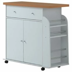 Discount 👏 Hodedah Import Inc. Hodedah Kitchen Cart With Spice Rack In White 👏