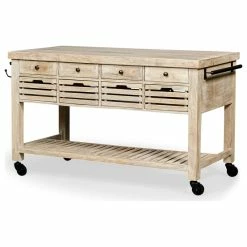 Brand new 🤩 Mercana Columbia I Light Brown Wood, Black Iron Rolling Kitchen Island 🌟