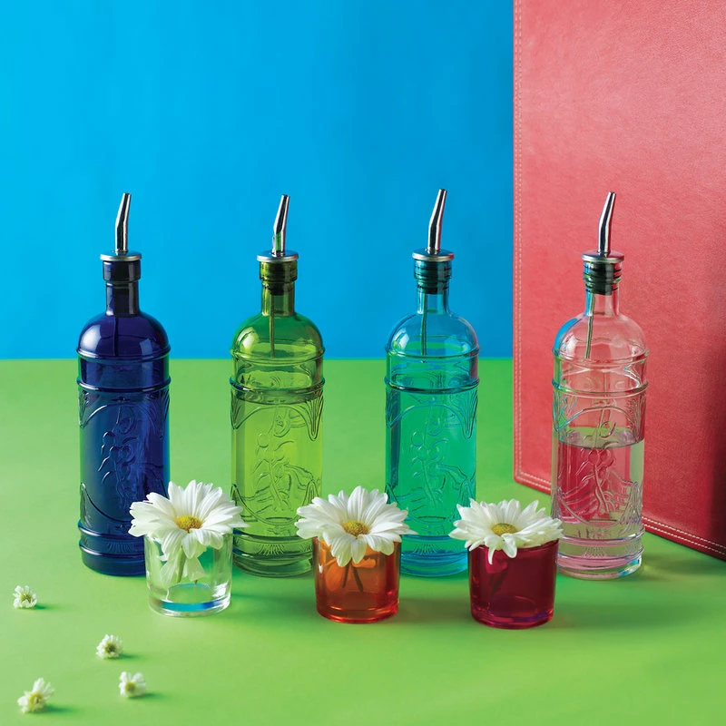 New π Couronne Co. Olive Branch Recycled Glass Oil/Vinegar Bottle With Pour Spout, Clear π - Image 2