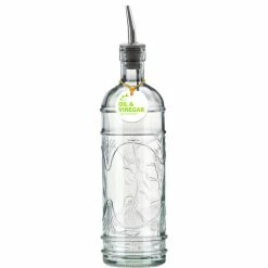 New π Couronne Co. Olive Branch Recycled Glass Oil/Vinegar Bottle With Pour Spout, Clear π