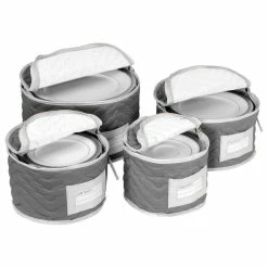 Brand new ⌛ Richards Homewares Quilted Microfiber Plate Case Set Of 4 Grey 👏