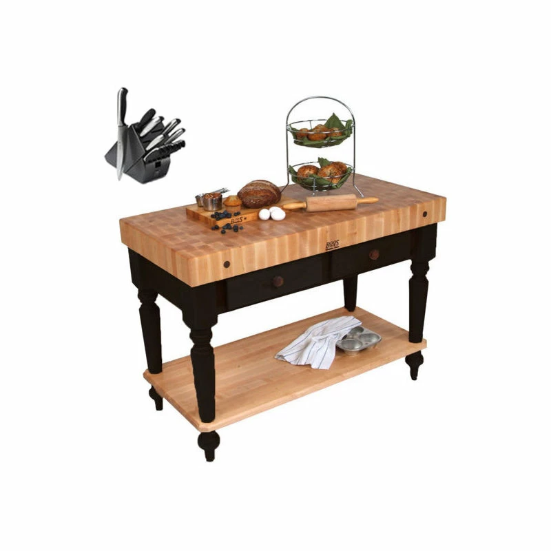 Brand new β¨ Boos Blocks John Boo Cucr05-Shf 48"x24" Rustica Table, Henckels Knife Set π₯