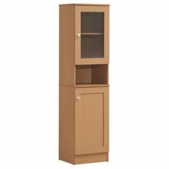 Outlet 🎁 Hodedah Import Inc. 63" Tall Open Shelf Enclosed Storage Kitchen Pantry, Beech 😀