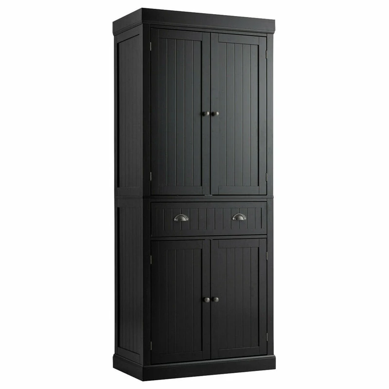 Best reviews of π Gymax Kitchen Cabinet Pantry Cupboard Freestanding W/Adjustable Shelves Black π