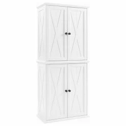 Best Sale 👍 Crosley Clifton Tall Pantry Distressed White 2 Stackable Pantries 🧨