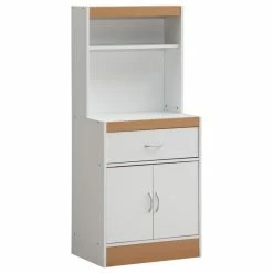 Buy 👍 Hodedah Import Inc. 54" Tall Open Shelves Enclosed Storage Kitchen Cabinet, White 👍