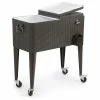 Discount 🥰 Belleze 80 Quart Patio Deck Cooler Rolling Outdoor Party, Brown 👏