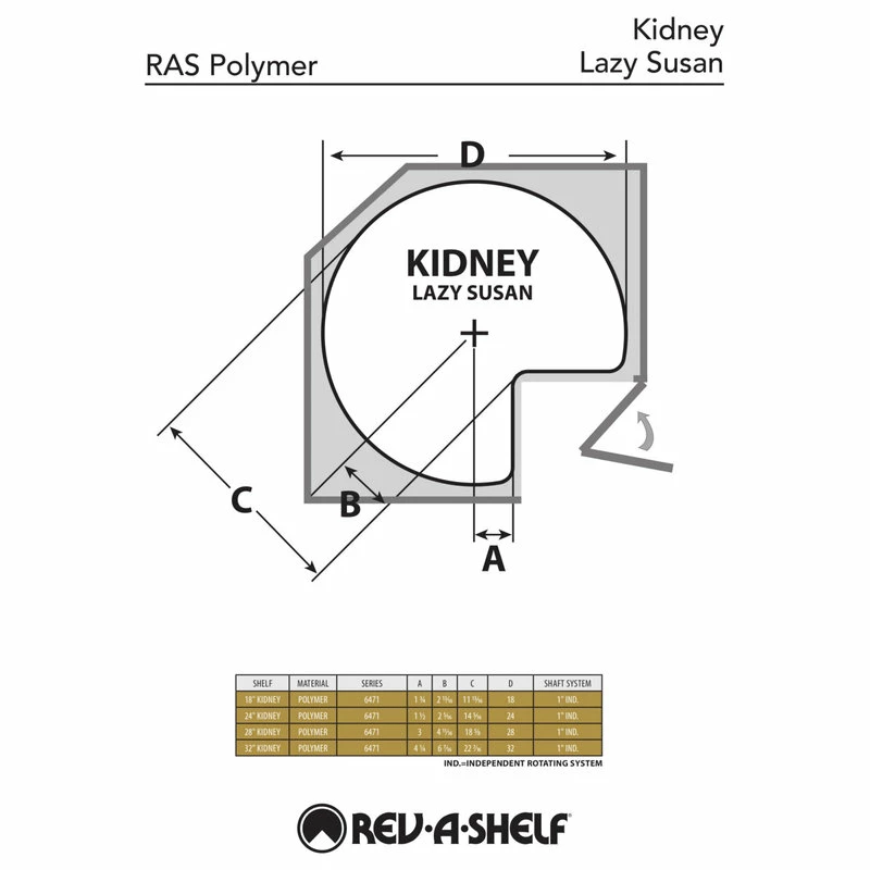 Best Sale π₯ Rev-A-Shelf Kidney 1-Shelf Lazy Susan For Corner Base Cabinet, White, 28"W π - Image 4