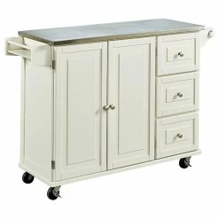 Discount 💯 Decor Love Industrial Kitchen Cart With Thick Stainless Steel Top & 3 Storage Drawer, Off W ❤️