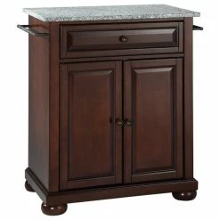Best deal π Crosley Alexandria Gray Granite Top Portable Kitchen Island In Mahogany β€οΈ