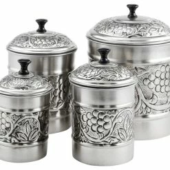 Flash Sale 🥰 Old Dutch 4-Piece Antique Pewter Embossed "Heritage" Canister Set 🔥