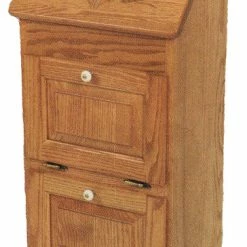 Best Sale ❤️ Furniture Barn USA Amish Made Oak Flip Top Vegetable Bin With 2 Additional Doors, Wheat Carving 🧨